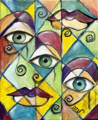 Oči (Akril, 25x35 - 2020) - Marcela Kopitar